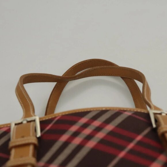 BURBERRY Nova Check Blue Label Tote Bag Canvas Pink Silver Auth - Picture 6 of 15